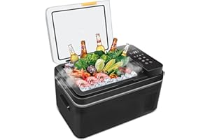 eklipt 25L Car Refrigerator, Portable Compressor Car Fridge Freezer 12/24V DC and 100-240V AC Electric Cooler with 4 Fresh & Freeze Modes for Camping, Road Trip, Picnic, Cool Box, Down to -20℃