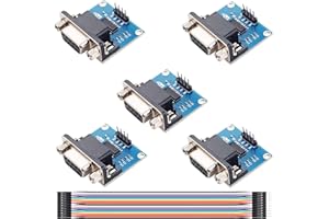 Youmile 5 pcs MAX3232 RS232 to TTL Female Serial Port Converter Module DB9 Connector 3.3V to 5V MAX3232 Root Module with Dupont Line for Equipment Upgrades