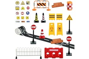 KATELUO 26pcs Mini Segnali Stradali, Segnale Stradale Giocattolo, Mini Cono Stradale, Segnaletica Stradale per Bambini, Giocattoli Educativi per Segnali Stradali per Bambini