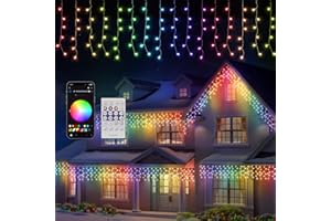 ‎QUNTIS Quntis Świąteczna kurtyna świetlna na zewnątrz z aplikacją i pilotem, 5 m × 0,6 m Inteligentna kurtyna świetlna LED, 16 milionów kolorów i ponad 60 trybów pracy Girlanda świetlna Kurtyna