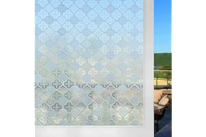 Shackcom Fensterfolie Selbsthaftend 90x200cm Fensterfolie Blickdicht Sichtschutzfolie Statisch Haftend Anti-UV Dekorfolie mit Begonien Blumen Muster für Küche Wohnzimmer Badezimmer-J068