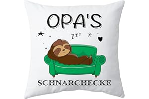 Shoppawhile Opa Geschenke Geburtstag Vatertagsgeschenk Weihnachten Geschenk für Opa Faultier Geschenk Weiß Kissenbezug 45x45cm