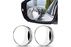 IRYNA 2 Pcs Blind Spot Mirrors, 360° Rotate Sway Silver Round Curved Convex Wide Angle Mirror, Waterproof HD Crystal Glass Blindspot Mirrors for Car, SUV Trucks Traffic Safety