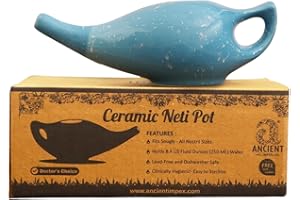 ANCIENTIMPEX Ancient IMPEX Ceramic Neti Pot 225 Ml (7.6 FL Oz) – Blue Matte Finish | Handcrafted, Durable & Dishwasher Safe | Natural Nasal Cleansing & Sinus Relief Tool