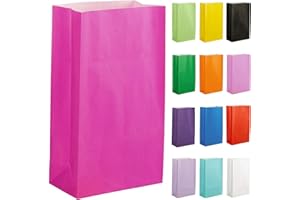 Thepaperbagstore 50 Bolsas De Papel para Fiestas, Dulces Y Regalos - Magenta - 140x245x70mm