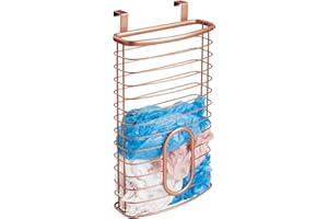 mDesign Organizador de Bolsas de plástico para la Puerta – Caja organizadora para Cocina en Metal – Práctico dispensador de Bolsas Colgante para Bolsas de congelador y de residuos – Color Cobre