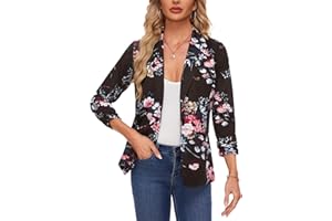 MINTLIMIT Womens Blazer Suit One Button Jacket Blazers Notched Lapel Workwear Elegant Classic Formal 3/4 Ruched Sleeve