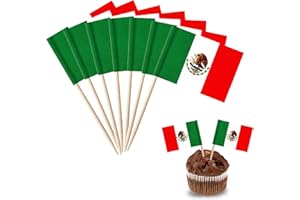 YXHZVON 100 PCS Banderas de Palillos de Dientes de México, Bandera de Palillo de Cóctel Mini Bandera para Fiesta Pastel Sándwiches Pub Frutas Decoración del Evento Real