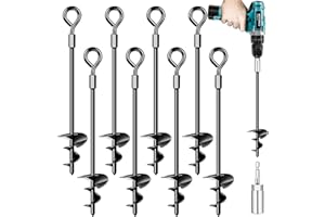 KAMFWERT Set di 8 ancoraggi per trampolino, kit di ancoraggio per trampolino, resistente, per tende, altalene, tettoie, kit di ancoraggio per trampolino in metallo, forte vento