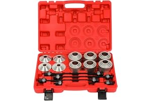GEARMONSTER Juego de 28 cojinetes silenciosos de rueda, extractor de cojinetes de rueda, herramienta de casquillos de presión, juego con maletín de almacenamiento, extractor de montaje, desmontaje