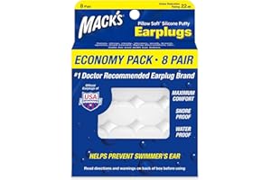 Mack's Pillow - Tapones de silicona suave para los oídos, 8 pares, los tapones originales de masilla de silicona moldeable para dormir, roncar, nadar, viajar, conciertos y estudiar. Fabricado en