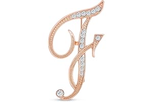 Bling Jewelry Grande Dichiarazione ABC Pave Cristallo Corsivo Script Monogram Lettere Alfabeto Iniziale Sciarpa Spilla per Le Donne Adolescenti Rosa, Oro Giallo Placcato Argento