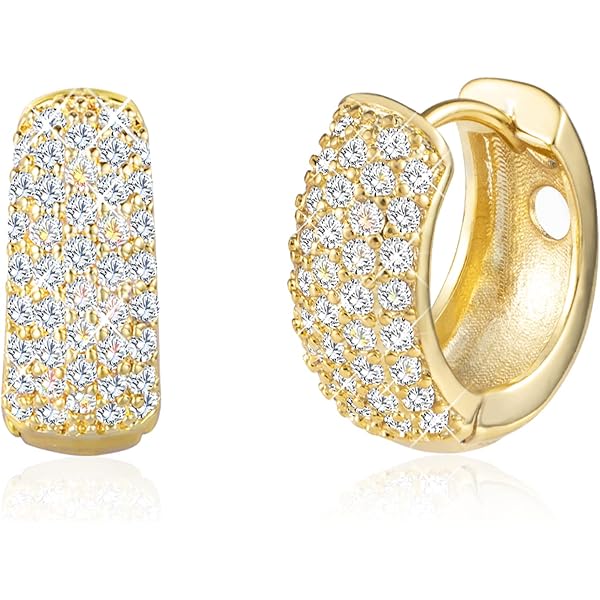 Orecchini Huggie Oro Giallo 9kt Su Argento Con Diamante Simulato 12.5mm – Italiani