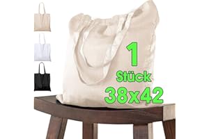 ELES VIDA Borsa in cotone 38x42 cm 1 pezzo non stampato, due manici lunghi Certificata OEKO-TEX® Borsa in tessuto, borsa per la spesa, tessuto per la spesa per dipingere la natura