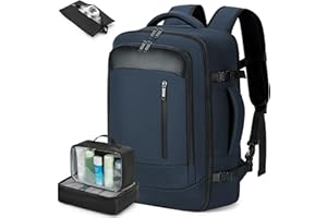 Lekeinchi Mochila Viaje Cabina Avion 40x20x25(20L) para Ryanair,Mochila Viaje Mujer Hombre - Maletas de Viaje Cabina con 3 Bolsas Organizadoras - Trabajo Negocios Viajes Escuela - Azul