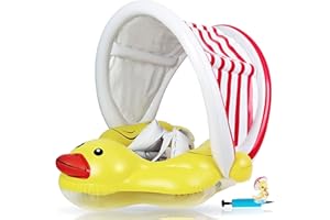 EDWEKIN® Jedyne w swoim rodzaju koło do pływania dla niemowląt ze zdejmowaną osłoną przeciwsłoneczną, kaczka do pływania dla niemowląt z ochroną przeciwsłoneczną, koło do pływania dla niemowląt, małe