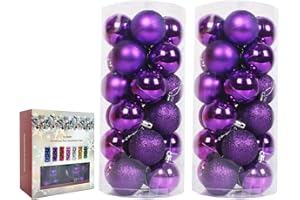 YLYDMY Lot de 48 Boules de Noël de 3 cm,Boule de Noël en Plastique,Boules de Noël Décorations d'arbre, Boules d'arbre de Noël,Créer Une Ambiance de Noël (Violet)