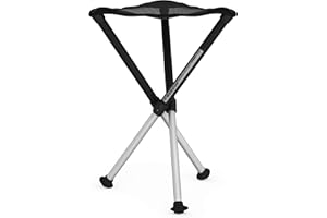 Walkstool - Modelo Comfort - Negro y Gris - Taburete Plegable 3 Pies de Aluminio - Altura del Asiento 55 cm - Taburete Plegable - Carga máxima 225 kg - Hecho en Suecia