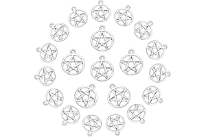 SUNNYCLUE 100Pcs Pentacle Star Charms Alloy Pendants Pentacle Star Charms Pendant Lucky Tibetan Five Point Charm Jewelry Making Accessory for DIY Earring Necklace Bracelet Making Christmas