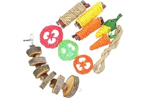 PRVCFZ 9 In 1 Hamster Toys Set - Small Animal Teeth Care Wooden Accessories, Carrots Corn Chew Toys for Rabbit Guinea Pig Chinchilla