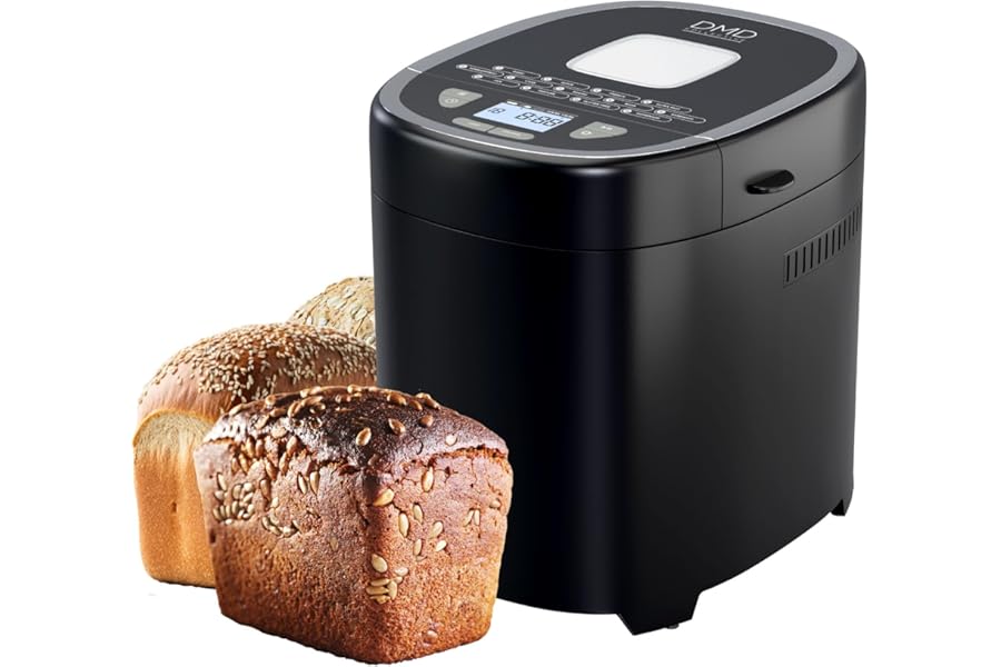 DMD Collective - 17-in-1 Bread Maker, 2lb Bread Machine with 1 Hour Keep Warm, 13hr Delay Start, 3 Crust Shades&Colours, Gluten Free, Sourdough, Whole Wheat, Non-Stick Bread Pan, 550W