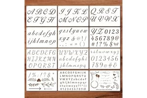 Juguta 12 Pezzi Stencil per Pittura Riutilizzabili, Alfanumerico Modelli per Caratteri, Stencil per Lettere e Numeri, per Scrapbooking Fai da Te, Dipingere su Parete Mobili Legno Pannello Porcellana