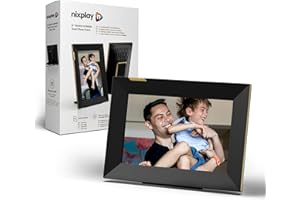 Nixplay 8 Pouces Cadre Photo numérique Intelligent WiFi écran Tactile (W08K), Noir-Or, Partagez instantanément des Clips vidéo et Photos par e-Mail ou Via l'application Mobile