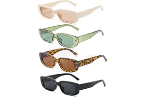 Unning 4 Stück Rechteckige Sonnenbrille für Damen Retro 90er Trendy Sonnenbrillen Set Vintage Quadrat Brille für Damen