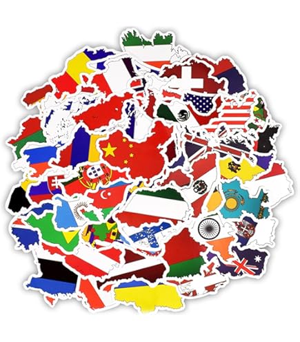 Landstickers, 196 Stuks Waterdichte Wereldvlagstickers Zelfklevende Sportevenementen