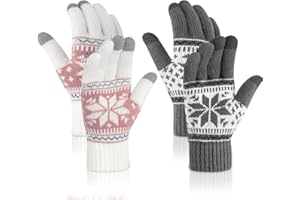 Chalier Fashion 2 Paia Guanti Touch Screen Donna, Guanti Invernali Termici a Maglia