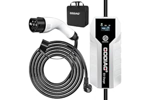 GODIAG Tragbares EV Ladekabel Typ 2 6M/20ft Strom Typ 2 Ladekabel 8/10/13/16A EU Standard Schuko 2-Pin Ladegerät Elektroauto 
