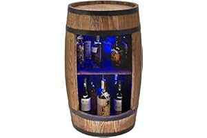 ‎CREATIVE COOPER CREATIVE COOPER Weinregal Holz mit LED-Leuchten - Weinschrank Mini Bar - Alkohol Schrank Mann - Barschrank - Fass bar - 80cm hoch - Retro deko Bar Regal - Nadelbaumholz - Fassbar - Fassmöbel (Wenge)