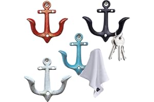 NOTAKIA Ganchos de pared de hierro fundido con ancla de mar (4 ganchos de anclaje de mar)