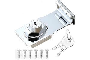 SMCEHEYA Keyed Hasp Lock 90 Degrees Shed Door Lock Twist Knob Door Lock with Padlock Keys Clasp Door Bolt Latch for Locking Doors Cabinets Cupboard Protecting Items (3 Inch)