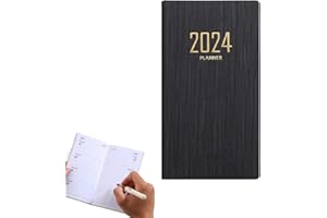 VEXQUIVERA Pocket Diary 2024 Week to View, Slimline Pocket Size Diaries 2024 Daily Weekly Planner Small Agenda Appointment Business Planner and organizer Diary Week to View Planner 2024 (Black)