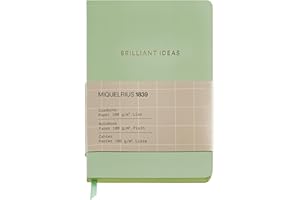 Miquelrius Notatnik A6 (105 x 148 mm), Gładkie wewnętrzne paski, 64 Białe arkusze 100 g/m², Pokrycie tektury wyłożonej, Zielony