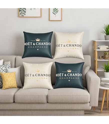 Coussin Moët & Chandon – 45x45 Cm, Neuf, Motif Champagne Luxe