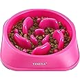 YINEYA Slow Feeder Dog Bowl Anti Gulping Healthy Eating Dog Slow Food Feeding Pet Bowl Slow Eating Healthy Design for Small Medium Size Dogs (Rose Red)