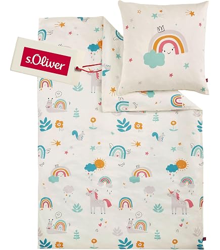 Biancheria Da Letto Per Bambini S.Oliver A Tema Sirena - Copripiumino 135x200 Cm, 100% Cotone, Con Cerniera, Lavabile