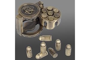 CZYY Lot de 7 dés polyédriques en métal avec récipient cylindrique Rotatif – Dés de Style Cyberpunk pour Jeux de Table Warhammer 40K, D&D, Science-Fiction, Guerre ou Crime (Bronze)