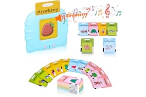 Cooja Talking Flash Cards for Toddlers Age 1 2 3, Interactive Learning Educational Toys for 2 3 4 5 6 Year Old, Phonics Alphabet Flash Cards with 224 Words for Baby Kids Boy Girl (Blue)