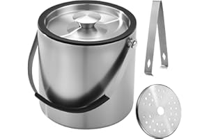 NUANGOO 2L Eiswürfelform, Eiskübel mit deckel,Eiswürfelbehälter edelstahl mit Clips und Sieb, ideal für Partys, Bier, Cocktailbars, Champagner und Obst,zur zum Kühlen von Getränken