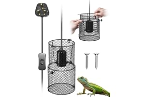 GlowUp Retractable Reptile Heat Lamp Lampshade Holder,150 Watt Ceramic Heat Emitter Guard with Anti-hot Bracket,ON/Off Switch for Chick,Lizard,Snake,Turtle,Plant (Bulb Not Included)