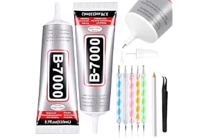 Bedazzling Kit Supplies, B7000 Glue Kit with 2PCS 110ml Rhinestone Glue, 5 Dotting Pens, Wax Pencil & Tweezers, Bedazzling Glue Set for Jewelry, Cups, Shoes, Nail Art & DIY Crafts