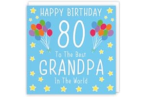 Hunts England Grandpa 80th Birthday Card - Happy Birthday - 80 - To The Best Grandpa In The World - Iconic Collection - Standard - 148 x 148 mm