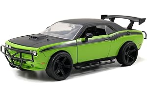 Jada Toys 253203043 Fast & Furious Letty's Dodge Challenger SRT8 Off Road, auto tuning model w skali 1:24, ze spojlerem, otwieranymi drzwiami, maską silnika i bagażnikiem, wolnobieg, zielony