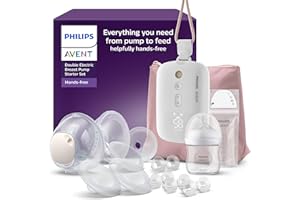 Philips Avent - Kit de tire-lait électrique mains libres, moteur de qualité hospitalière, imite le rythme de succion de bébé, jusqu'à 85 aspirations par min, 6 téterelles et 8 inserts, SCD553/11