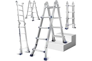Daromigo Scala telescopica multifunzione, scala 3 in 1, 402 cm, 4 x 4 pioli, scaletta pieghevole, portata massima 150 kg, scala a scorrimento