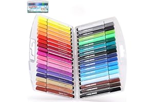 KXF Washable Felt Tip Colouring Pens Set for Children Non-toxic Thick Fibre Tip Chunky Pens with Case Box for Colouring Book Drawing Gift - 36 Assorted Colours - Ages 3 Years Plus