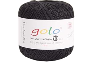 golo Crochet Thread Size 10 Yarn for Hand Knitting Crochet Yarn (Classical Black-901)